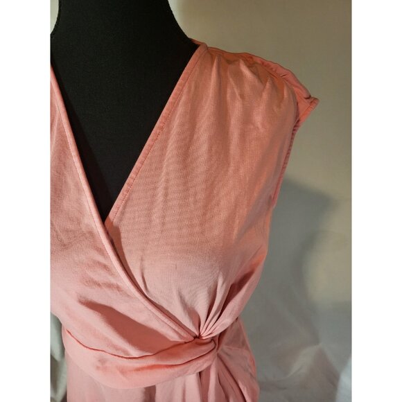 Lands End Dress Small Pink Tie Dye Stretch Pima Faux Wrap Beach - Picture 2 of 6